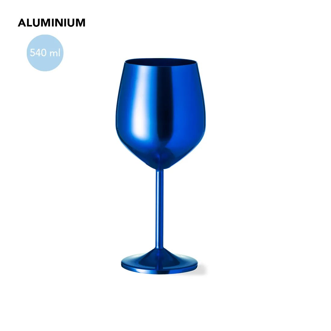 Copo de vinho em alumínio Arlene azul 580 ml